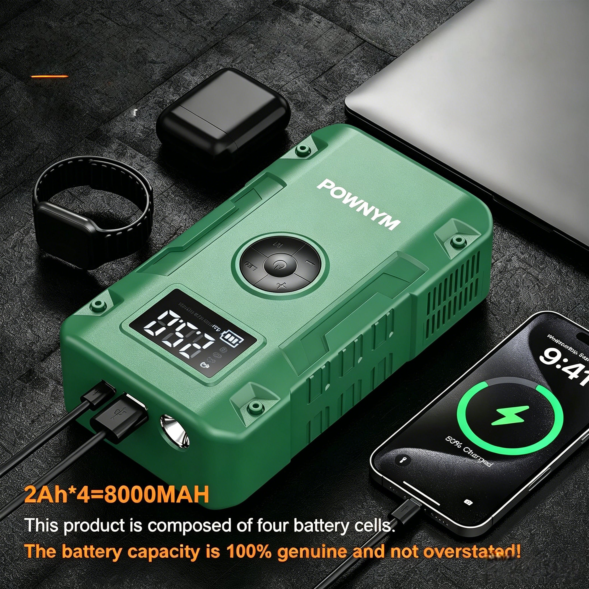 POWNYM G963  Air Portable Jump Starter with Air Compressor 150 PSI & 4000A Car Battery &12V Battery Charger Booster (6.0 Gas/3.0L Diesel)