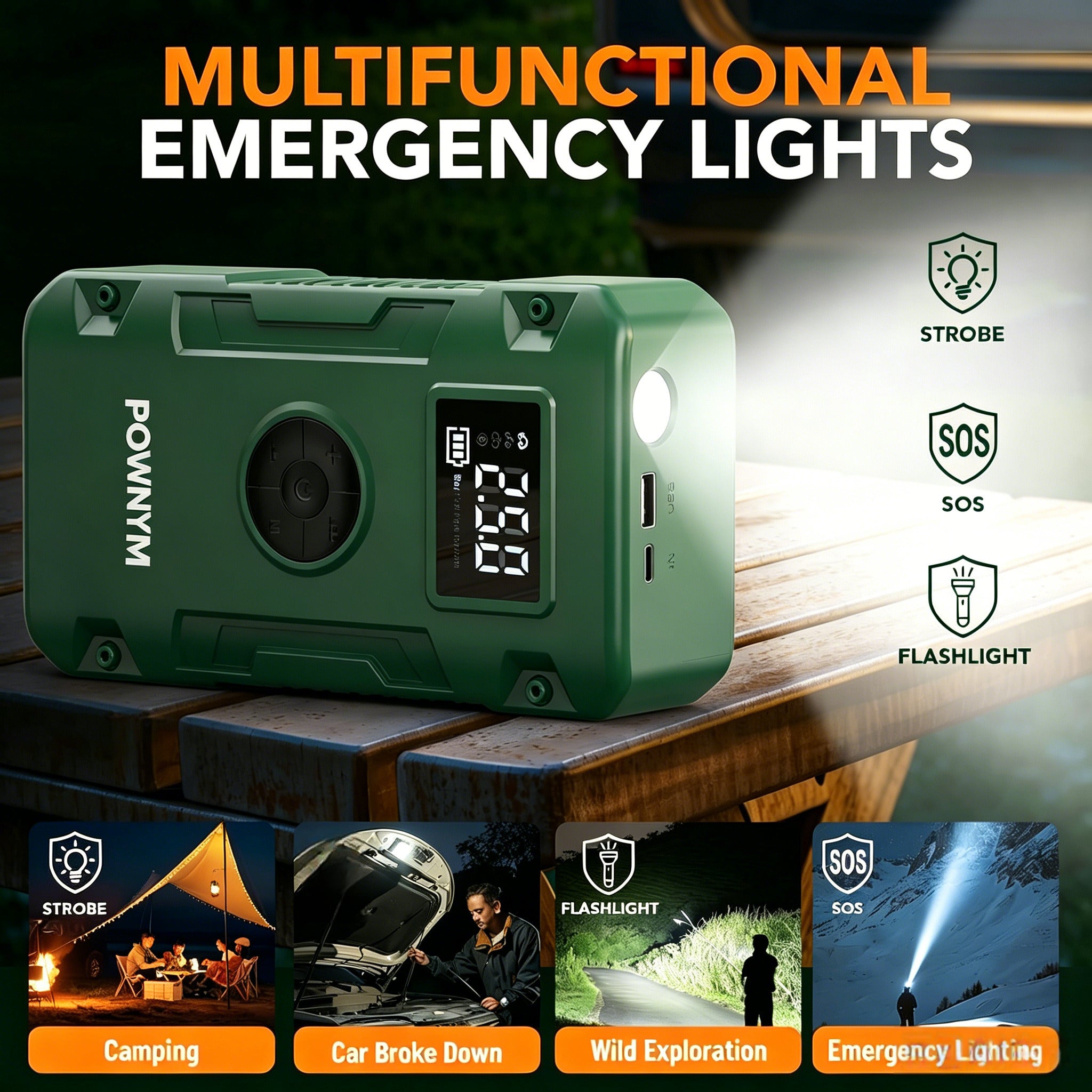 POWNYM G963  Air Portable Jump Starter with Air Compressor 150 PSI & 4000A Car Battery &12V Battery Charger Booster (6.0 Gas/3.0L Diesel)