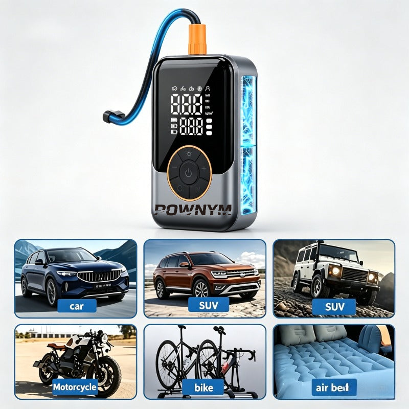 POWNYM 221B Rechargeable Wireless Tire Inflator, Digital Gauge Mini Air Pump for Auto & Outdoor Use