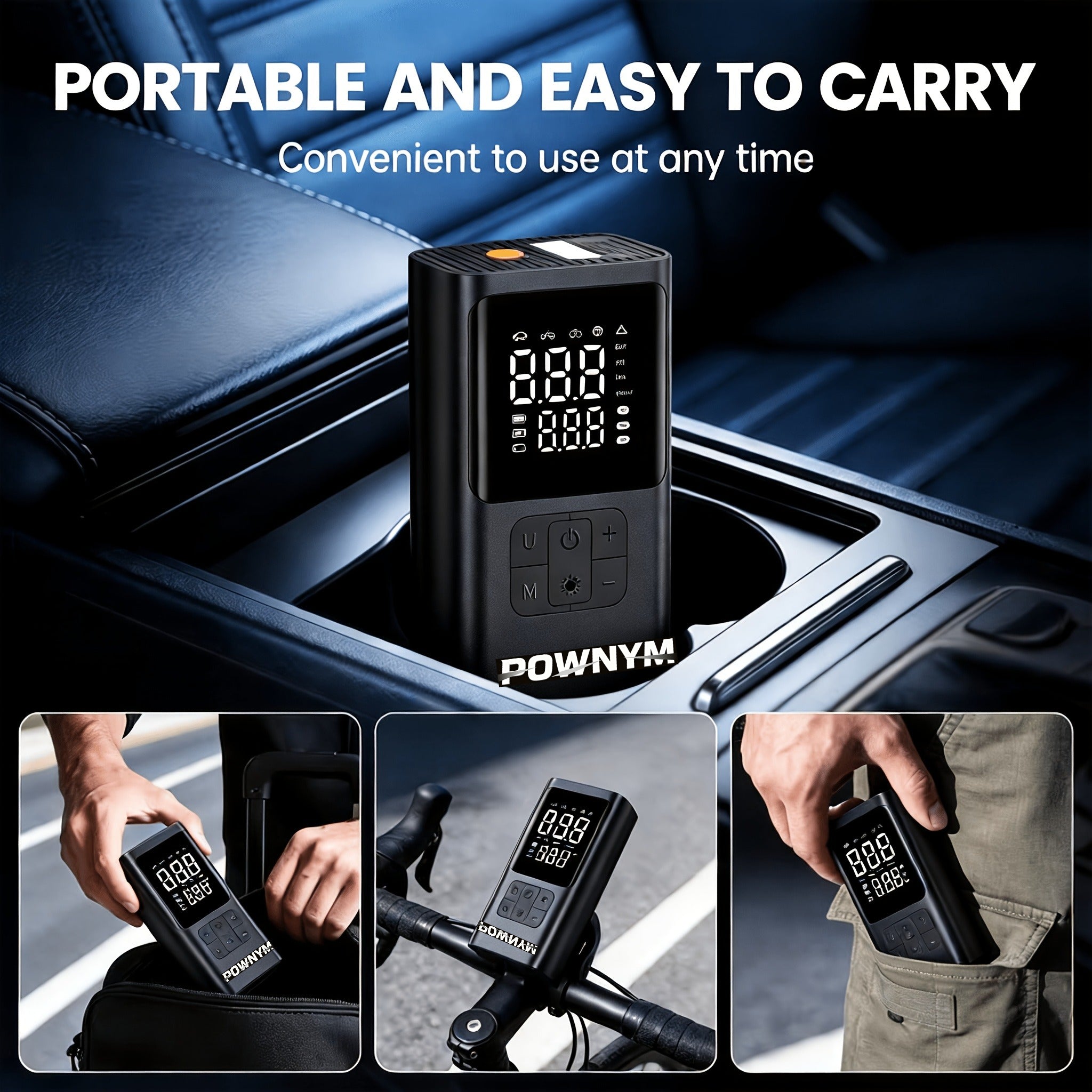 POWNYM  A9 wireless electric inflator equipped with tire pressure gauge tire air compressor
