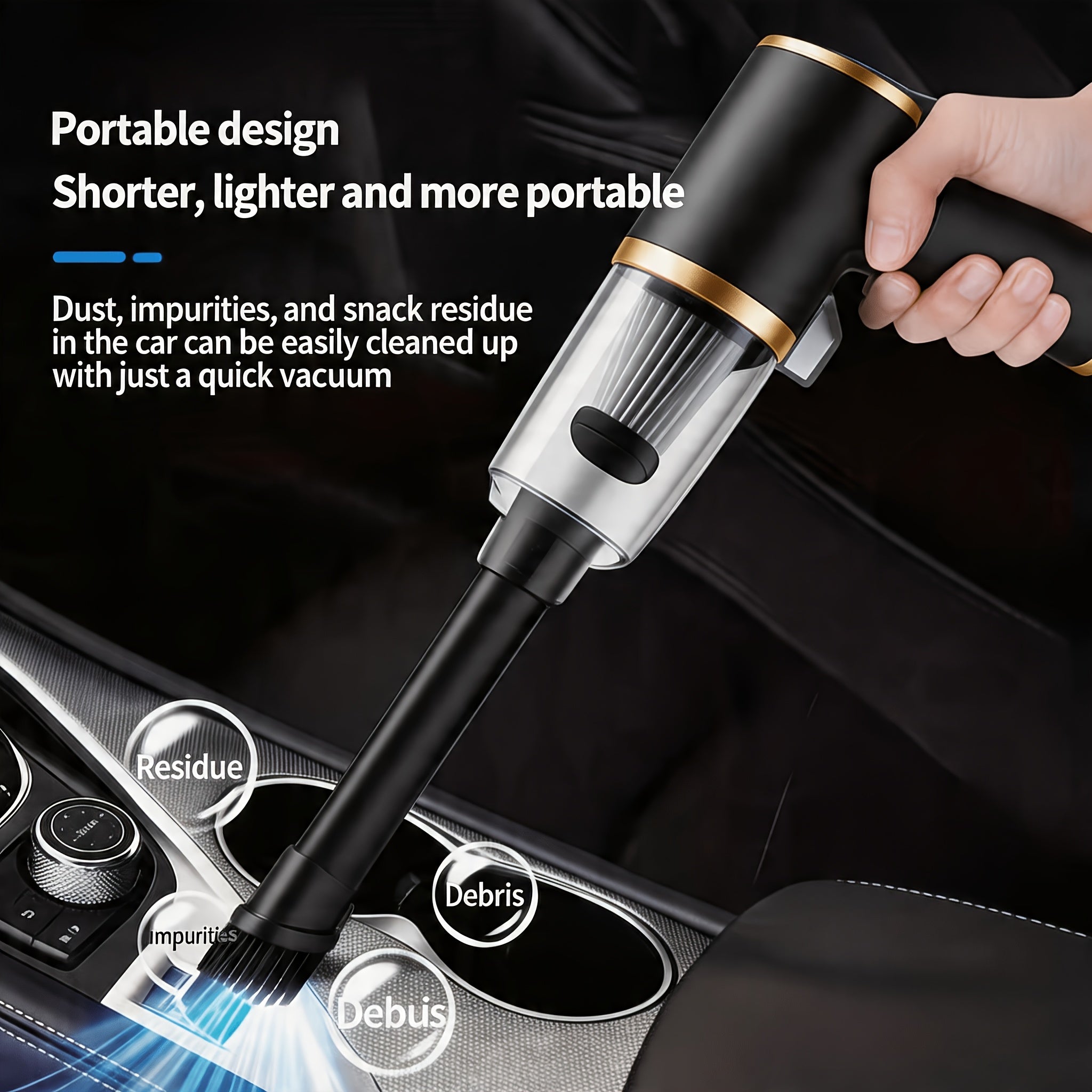 POWNYM Wireless car vacuum cleaner, high-power handheld vacuum cleaner, cleaning tool