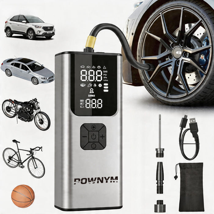 POWNYM A4 Heavy-Duty Wireless Tire Air Compressor with Accurate Built-in Tire Pressure Gauge