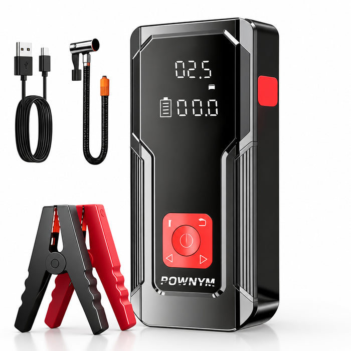 POWNYM QB08X  Air Portable Jump Starter with Air Compressor 150 PSI & 4000A Car Battery &12V Battery Charger Booster (6.0 Gas/3.0L Diesel)