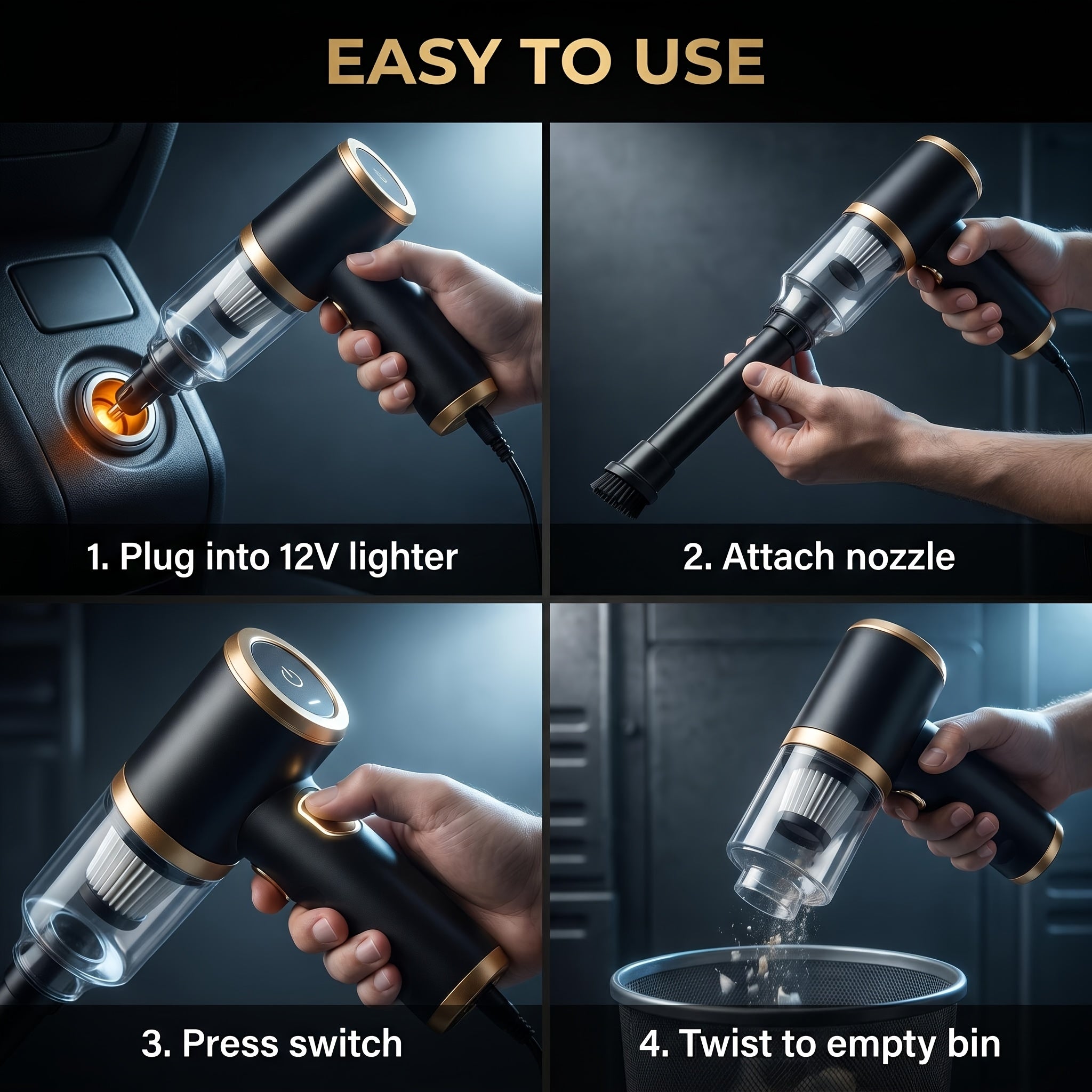 POWNYM Wireless car vacuum cleaner, high-power handheld vacuum cleaner, cleaning tool