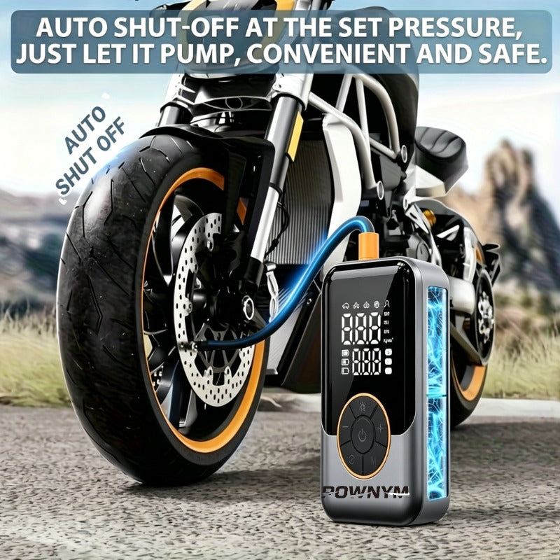 POWNYM 221B Rechargeable Wireless Tire Inflator, Digital Gauge Mini Air Pump for Auto & Outdoor Use