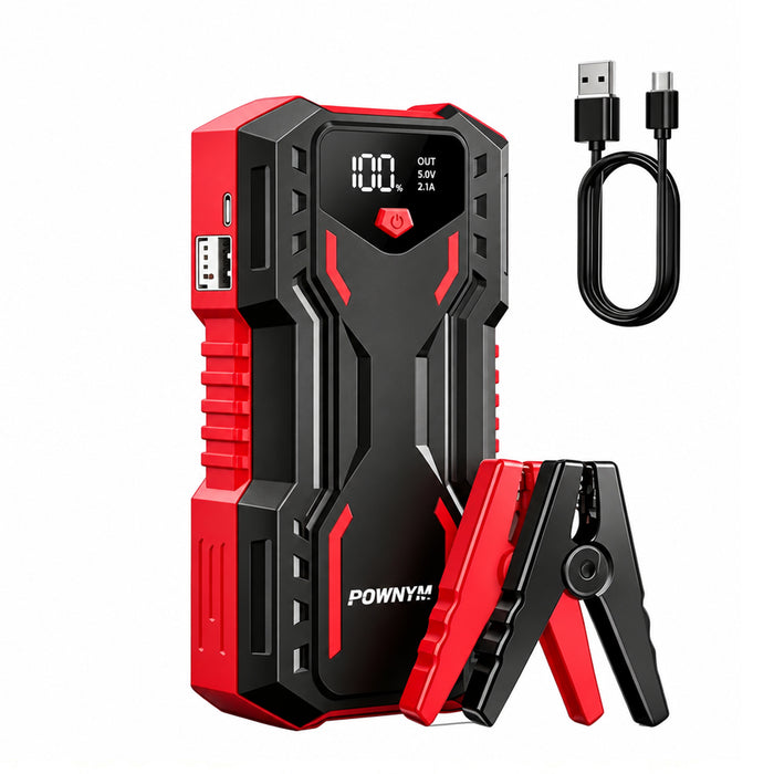 POWNYM DN31 Heavy Duty Car Jump Starter 10000A Power Pack for 7.5L Gas & 3.8L Diesel, 4 Modes LED Light & Jumper Clamps, 12V Auto Booster