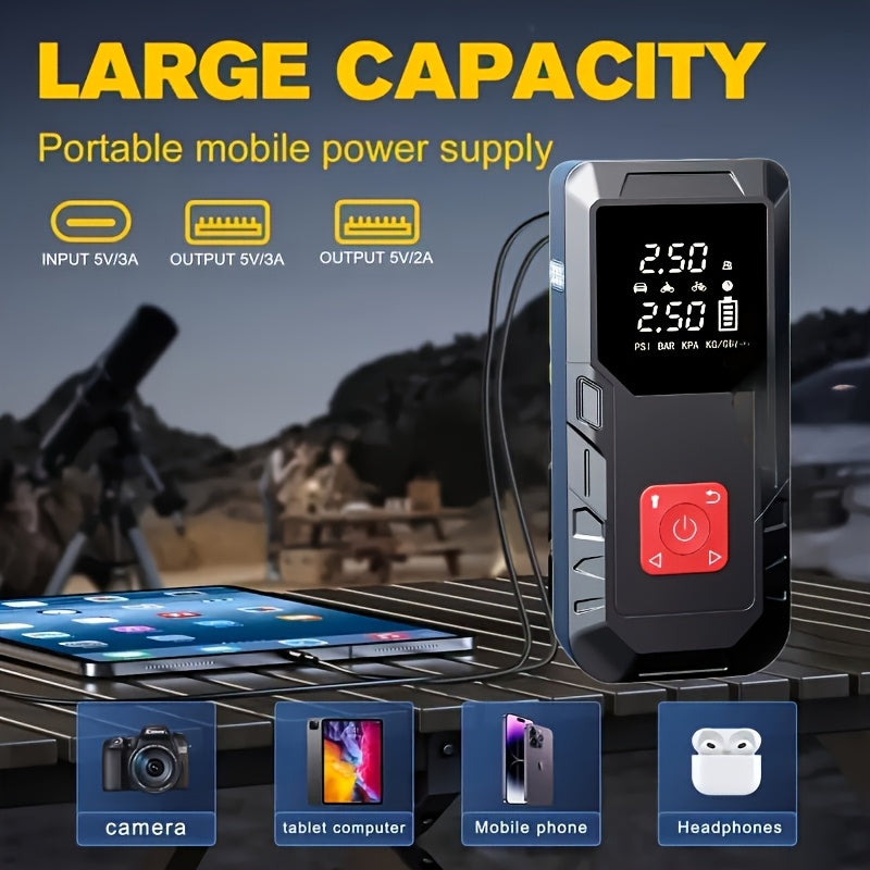 POWNYM QB08X  Roadside Emergency Jump Starter with Air Compressor 150PSI & 9000A 12V Battery Booster (6.8 Gas/3.4L Diesel)